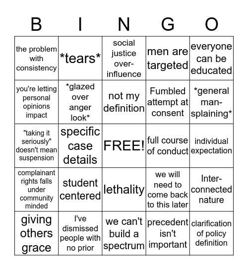 Team Convo Bingo Card