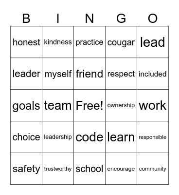 CODE Bingo Card