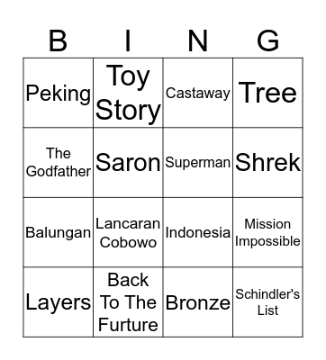 MS PATRICK's GAMELAN BINGO Card