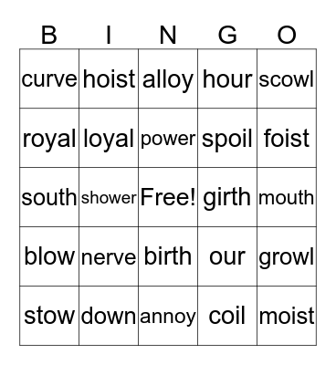 Phonics Bingo Card