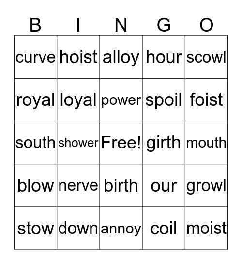 Phonics Bingo Card