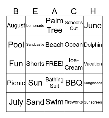 Summer Bingo Card
