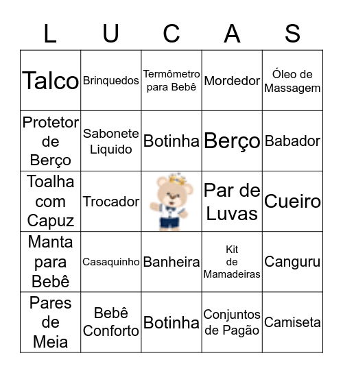 Bingo do Lucas Gabriel Bingo Card