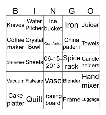 ~ Maria's Bridal Shower ~ Bingo Card