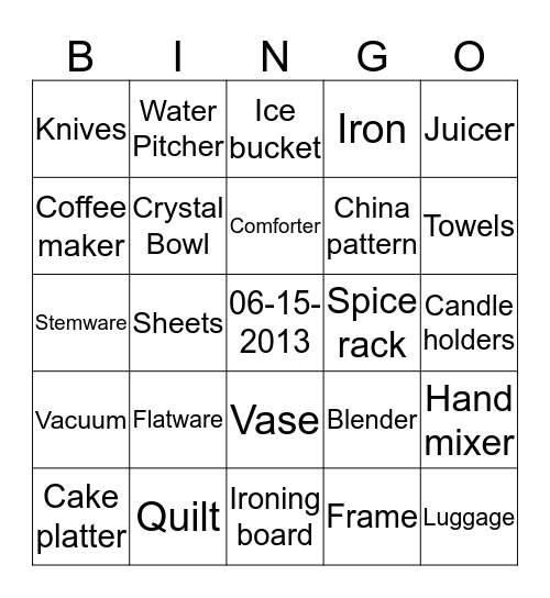 ~ Maria's Bridal Shower ~ Bingo Card