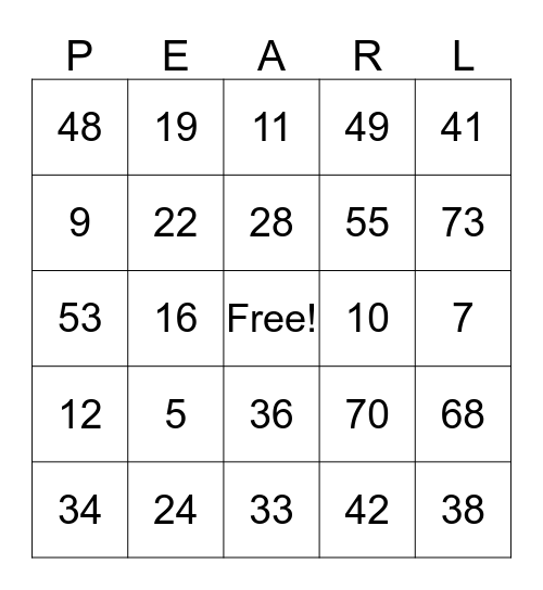 Ann Campbell  Bingo Card