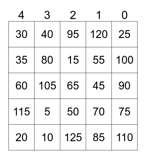 8 Bingo Card
