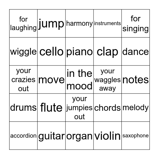 Music Bingo Card