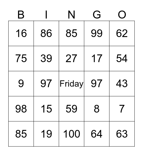 Spanish bingo Card