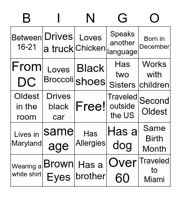 WRIGHT Bingo Card