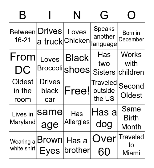 WRIGHT Bingo Card