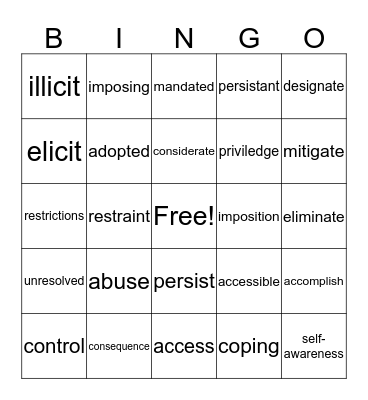 Unit 9 and Unit 10 Bingo Card