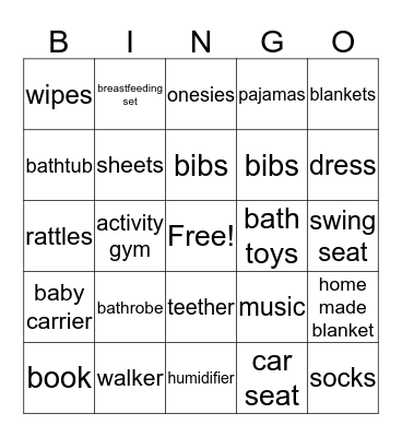 Baby Murtaugh's Shower Bingo Card