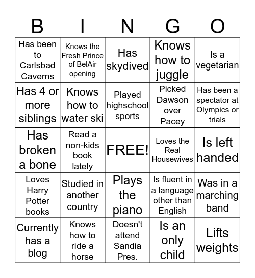 Moms Connection Bingo. Who.... Bingo Card