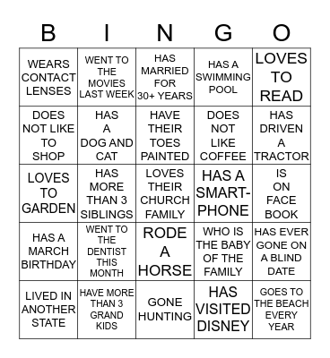 FIND SOMEONE WHO............... Bingo Card