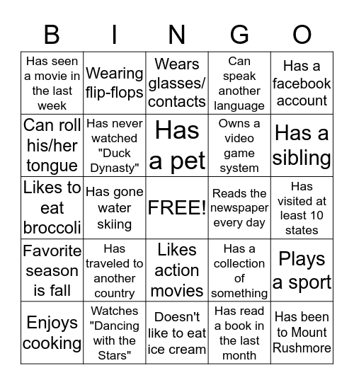 First Reformed Fun Night Bingo Card