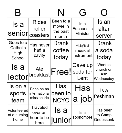 Get to Know You BINGO Card