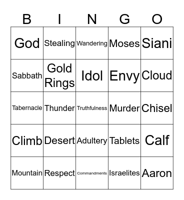 Moses - Mount Siani Bingo Card