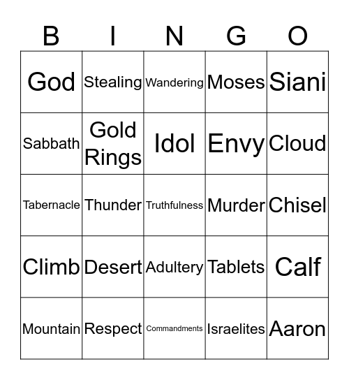 Moses - Mount Siani Bingo Card