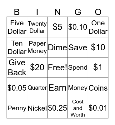 Money Mania Bing Bingo Card