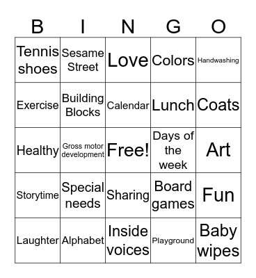 Kids are fun! Bingo Card