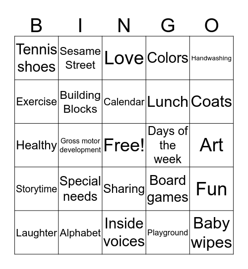 Kids are fun! Bingo Card