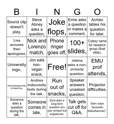 Colloq Bingo! Bingo Card