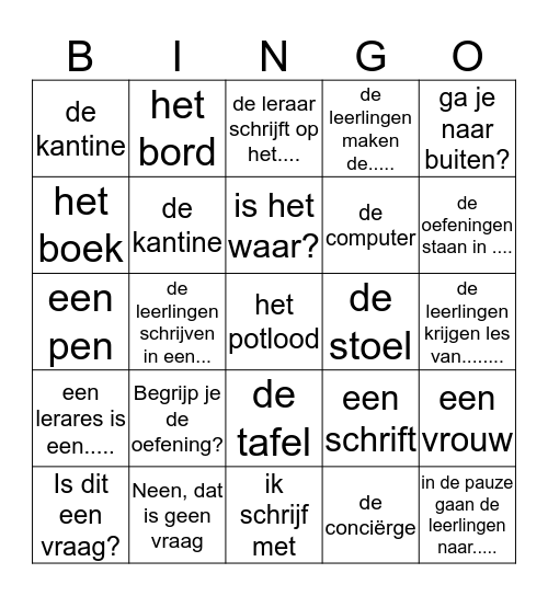 Zebra 1 Thema 1.1 Bingo Card