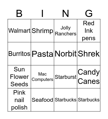 Bridal Bingo Card