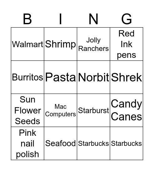 Bridal Bingo Card