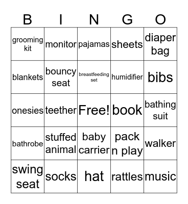 Baby Murtaugh's Shower Bingo Card