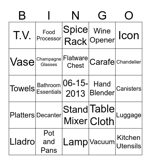 ~Maria's Bridal Shower~ Bingo Card