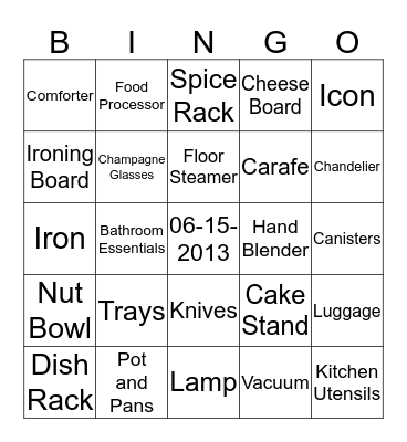 ~Maria's Bridal Shower~ Bingo Card