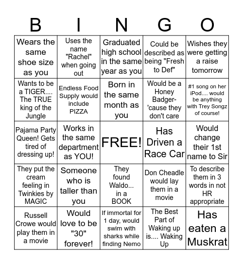 FAM-INGO Bingo Card