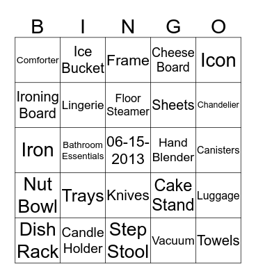 ~Maria's Bridal Shower~ Bingo Card