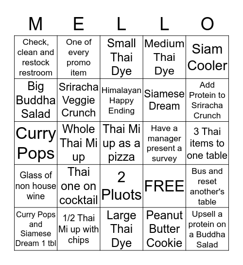 High on Thai Bingo Card