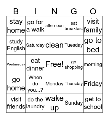 When do you...? Bingo Card