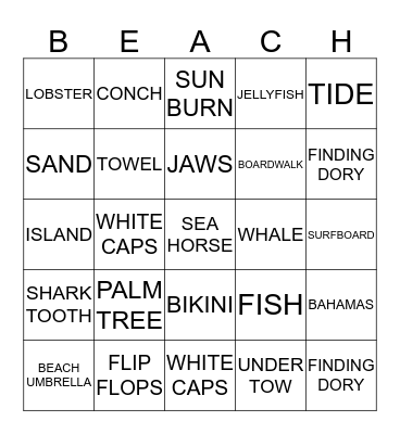 AVON BEACH BINGO Card