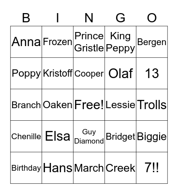 Lessie  Bingo Card