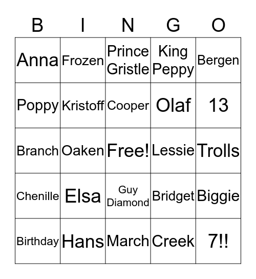 Lessie  Bingo Card
