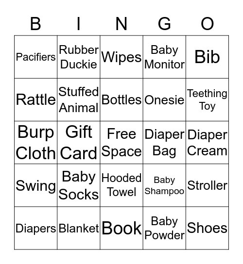 BABY SHOWER Bingo Card