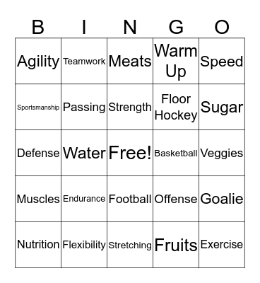 Healthy Bingo Card