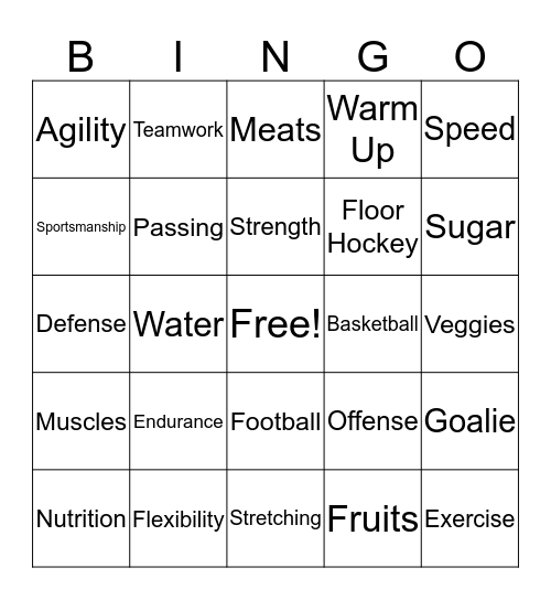 Healthy Bingo Card