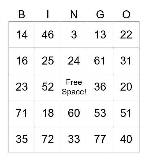 Birthday Bingo! Bingo Card