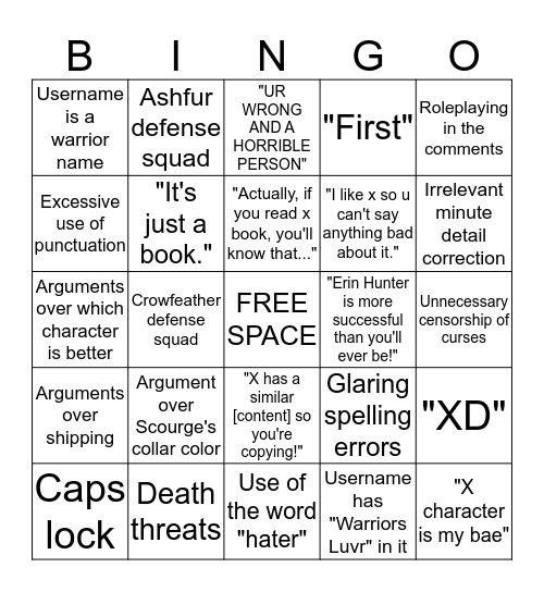 True Godverse Wiki Bingo Card
