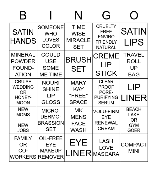 MARY KAY REFERRAL BINGO Card