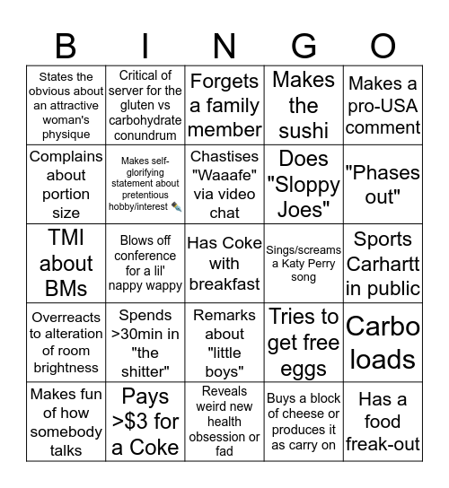 Big Truck Bingo Card