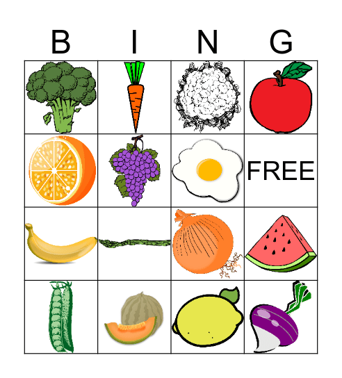 Food Bingo Cards, Vegetable Bingo Cards: Printable Bingo Cards, 50