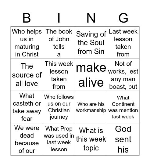 Lessons 3/5 & 3/12 Bingo Card