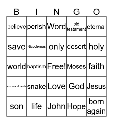 God's Love Bingo Card